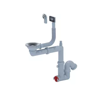 Сифон для мойки АНИ пласт 3 1/2х40 мм со смещением с выпуском d115 мм с переливом с соединением 40 мм (F5345S)