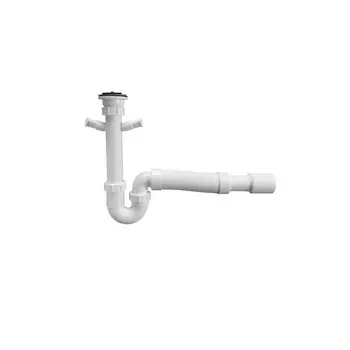 Сифон для мойки McAlpine 1 1/2х50 мм с выпуском d70 мм с двойным отводом с соединением 40 мм с фильтр-пробкой (MRSK10)
