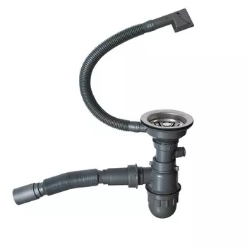 Сифон для мойки Mixline Pro 3 1/2х40 мм с выпуском d90 мм с переливом с соединением 40/50 мм сатин (551689)