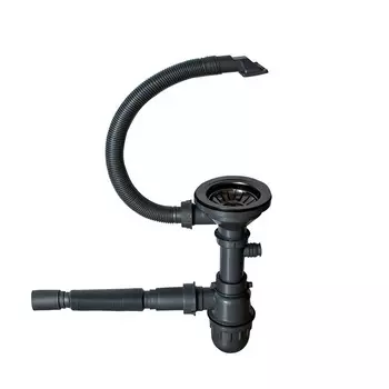 Сифон для мойки Mixline Pro 3 1/2х40 мм с выпуском d90 мм с переливом с соединением 40/50 мм черный (551692)