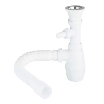 Сифон для раковины и мойки Wirquin Pro 1 1/2х40 мм с выпуском d70 мм с отводом с соединением 40/50 мм (30718030)