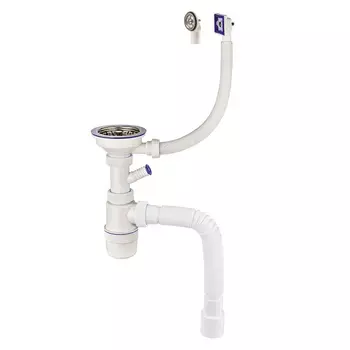 Сифон для мойки Wirquin Элит 3 1/2х40 мм с выпуском d115 мм с переливом с соединением 40/50 мм (30975130)