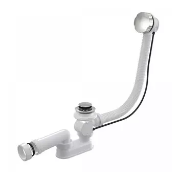 Сифон для ванны Alcadrain регулируемый полуавтомат с выпуском d70 мм с переливом (A55K-VE-01/A55K-RU-01)