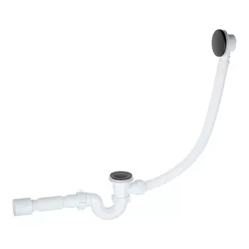 Сифон для ванны АНИ пласт 1 1/2х40 мм проточный слив d50 мм автомат с выпуском клик-клак с соединением 40/50 мм черный (EC155BL)