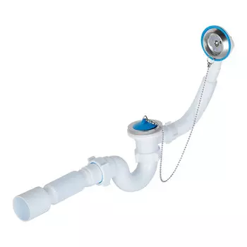 Сифон для ванны АНИ пласт 1 1/2х40 мм проточный слив d50 мм с выпуском d70 мм с соединением 40/50 мм (E155)