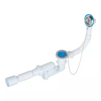 Сифон для ванны АНИ пласт 1 1/2х40 мм регулируемый слив d50 мм с выпуском d70 мм с соединением 40/50 мм (E255)