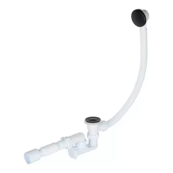 Сифон для ванны АНИ пласт 1 1/2х40 мм регулируемый слив d50 мм автомат с выпуском клик-клак с соединением 40/50 мм (EC255BL)