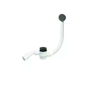 Сифон для ванны McAlpine 1 1/2х50 мм регулируемый полуавтомат с выпуском d70 мм клик-клак с переливом с соединением 40/50 мм (MRB11-MBL)