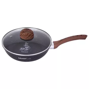 Сковорода Kukmara Granit Ultra Blue d26 см литой алюминий с антипригарным покрытием с крышкой (60076603)