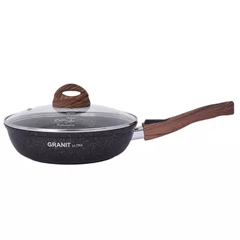 Сковорода Kukmara Granit Ultra Blue d26 см литой алюминий с антипригарным покрытием с крышкой (60076604)
