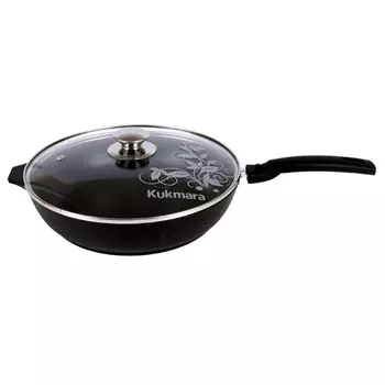 Сковорода Kukmara Традиция d26 см литой алюминий с антипригарным покрытием с крышкой (с266а)