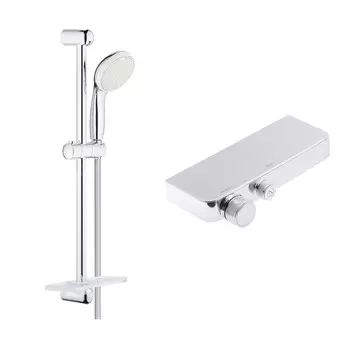 Смеситель для душа без излива Grohe Grohtherm SmartControl термостатический со стойкой с лейкой хром (34719000/27926001)