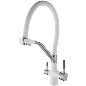 Смеситель для кухни ARGOtech Solid белый с гибким изливом с подключением к фильтру (35-11 SOLID white)