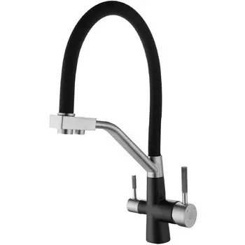 Смеситель для кухни ARGOtech Solid черный с гибким изливом с подключением к фильтру (35-11 SOLID black)