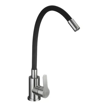 Смеситель для кухни Corsa Deco Vega Steel сталь/черный с гибким изливом однорычажный (966366)