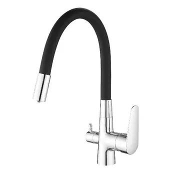 Смеситель для кухни Esko Coral черный/хром с гибким изливом с подключением к фильтру (CL 03 B)