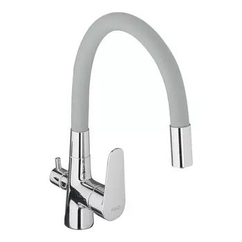 Смеситель для кухни Esko Coral серый/хром с гибким изливом с подключением к фильтру (CL 03 G)