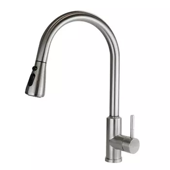 Смеситель для кухни Esko Kitchen сатин с высоким изливом с вытяжной лейкой однорычажный (TSS 519)