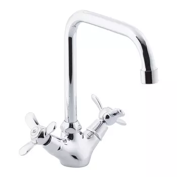 Смеситель для кухни Rossinka Q хром с высоким изливом двухвентильный (Q02-72)