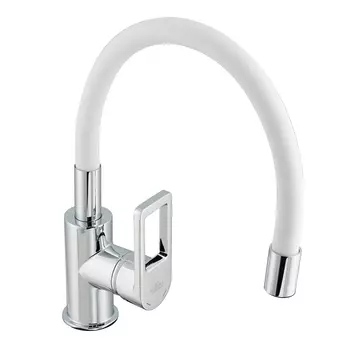 Смеситель для кухни Rossinka Z хром/белый с гибким изливом однорычажный (Z35-35U-White)