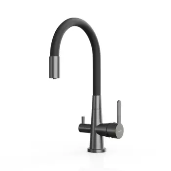 Смеситель для кухни Tokito Aisai графит с гибким изливом с подключением к фильтру (TOK-AIS-1019)