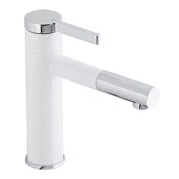 Смеситель для раковины Lavelly Snow белый/хром однорычажный с поворотным изливом (673094)