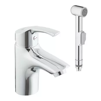 Смеситель для раковины с гигиеническим душем Lemark Plus Strike хром однорычажный (LM1116C)