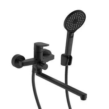 Смеситель для ванны Corsa Deco CX черный матовый однорычажный с длинным изливом с лейкой (FBTCX3B)