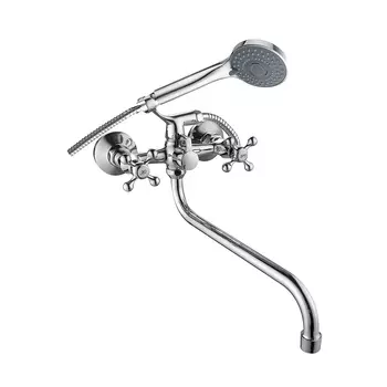 Смеситель для ванны Corsa Deco Flow L хром двухвентильный с длинным изливом с лейкой (1010683)