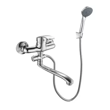 Смеситель для ванны Corsa Deco Wave L хром однорычажный с длинным изливом с лейкой (1010684)