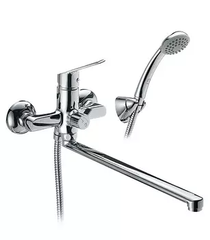 Смеситель для ванны Milardo Nelson хром однорычажный с длинным изливом с лейкой (NELSBLCM10)
