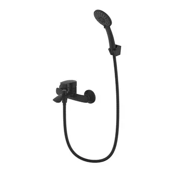 Смеситель для ванны Milardo Rora черный однорычажный с коротким изливом с лейкой (RORBL00M02)