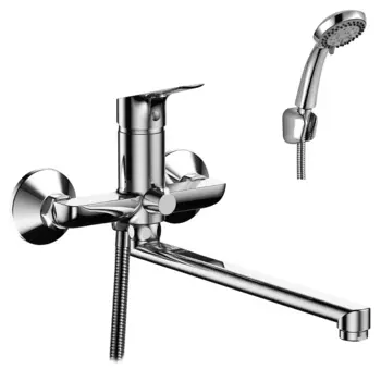 Смеситель для ванны Rossinka RS29 хром однорычажный с длинным изливом с лейкой (RS29-33)