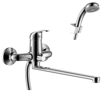 Смеситель для ванны Rossinka Y35 хром однорычажный с длинным изливом с лейкой (Y35-32)