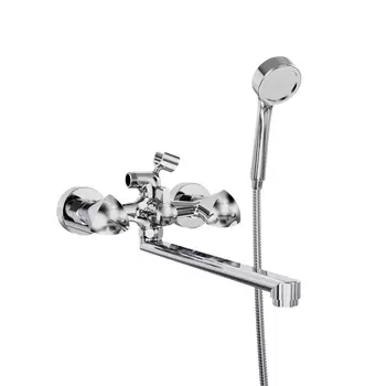 Смеситель для ванны Tokito Edo хром двухвентильный с длинным изливом с лейкой (TOK-EDO-1015)