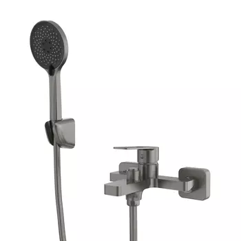 Смеситель для ванны Tokito Kobe графит однорычажный с коротким изливом с лейкой (TOK-KOB-1014)