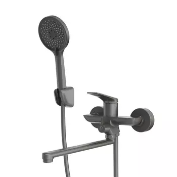 Смеситель для ванны Tokito Mitsuishi графит однорычажный с длинным изливом с лейкой (TOK-MIT-1015GM)