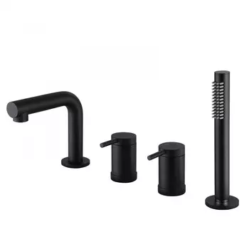 Смеситель на борт ванны Abber Emotion черный с лейкой (AF8813B)