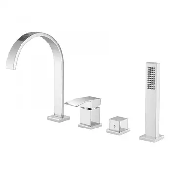 Смеситель на борт ванны Abber Wasserfall хром с лейкой (AF8613)