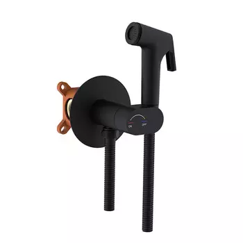 Смеситель с гигиеническим душем встраиваемый Corsa Deco со скрытой частью в комплекте черный (HF003B)