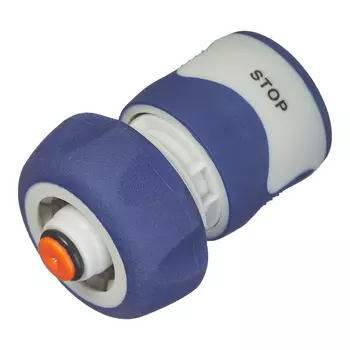 Соединитель 3/4 для подключения шланга с насадками Green Apple полипропиленовый с аквастопом (Б0003119)