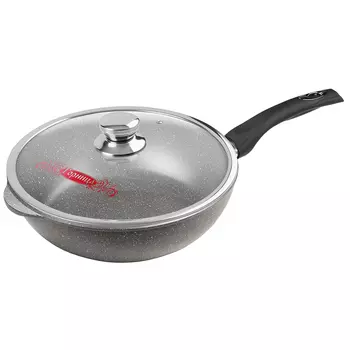 Сотейник Горница Графит d24 см алюминий с антипригарным покрытием с крышкой (056749)