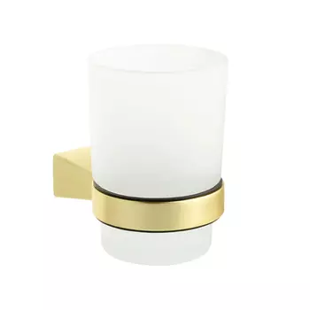 Стакан для ванной Fixsen Trend Gold с держателем стекло матовый/металл (FX-99006)