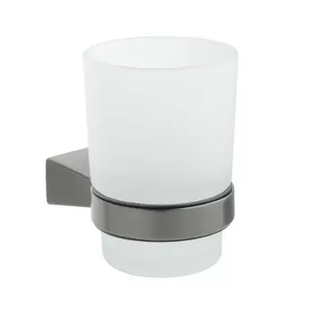 Стакан для ванной Fixsen Trend Graphite с держателем стекло матовый/металл графит (FX-98006)