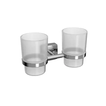 Стакан для ванной Fora Keiz с держателем двойной стекло прозрачный/ металл хром (K039)