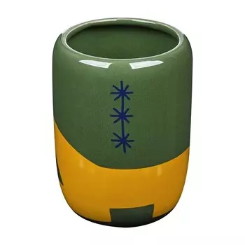 Стакан для ванной Moroshka Kira настольный керамика зеленый/белый/оранжевый (945-312-02)