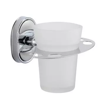 Стакан для ванной РМС с держателем стекло матовый/металл белый (A6020-1)