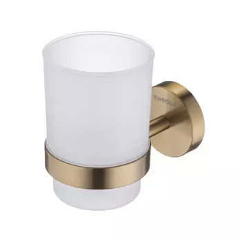 Стакан для ванной Swedbe Select с держателем стекло матовый/металл золото (9813GO)