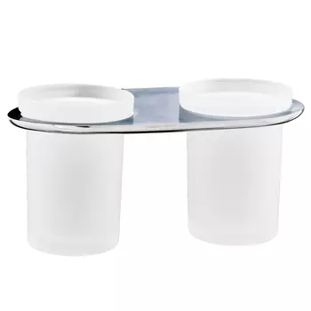 Стакан для ванной WasserKraft Kammel с держателем двойной стекло матовый/металл хром (K-8328D)