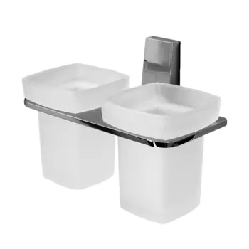 Стакан для ванной WasserKraft Lopau с держателем двойной стекло матовый/металл хром (K-6028D)